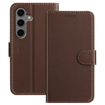 Wallet Case for Samsung Galaxy S25 FE Phone Case with Card Holder, Magnetic PU Leather Stand Flip Folio Phone Cover for Women Men Girls Boys, Credit Card Slot Purse & Protective TPU Bumper, Brown