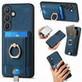 thumbnail image 1 of Wallet Case for Samsung Galaxy S25 Plus with Detachable Card Holder, Rotation Ring Stand Case, Magnetic Vintage PU Leather Cover with Mag-Safe Shockproof Case for Samsung Galaxy S25 Plus, Blue, 1 of 10