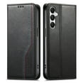 thumbnail image 1 of Wallet Case for Samsung Galaxy S25 Plus, PU Leather Flip Cover with Elastic Wristband, Kickstand Shockproof Card & Cash Slots, Magnetic Closure Drop Protective Rugged Phone Cover, Black, 1 of 12