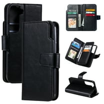 Wallet Case for Samsung Galaxy S25 Plus, Retro Matte Premium PU Leather Magnetic Flip Folio Case with Card Slots Durable TPU Shell Kickstand Phone Protective Cover for S25 Plus - Black