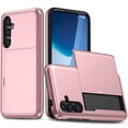 thumbnail image 1 of Wallet Case for Samsung Galaxy S25 Plus, Rugged Case with Credit Card Holder Sliding Slot, Military Grade Shockproof Scratch Resistant Anti-Drop Phone Cover for Samsung Galaxy S25 Plus, Rosegold, 1 of 10