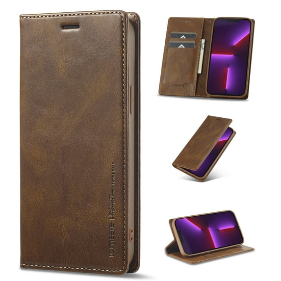Wallet Case for Samsung Galaxy S25 Plus, Shockproof PU Leather Magnetic Flip Cover with Card Holder, Stand Feature, Full Body Protection RFID Blocking for Samsung Galaxy S25 Plus, Brown