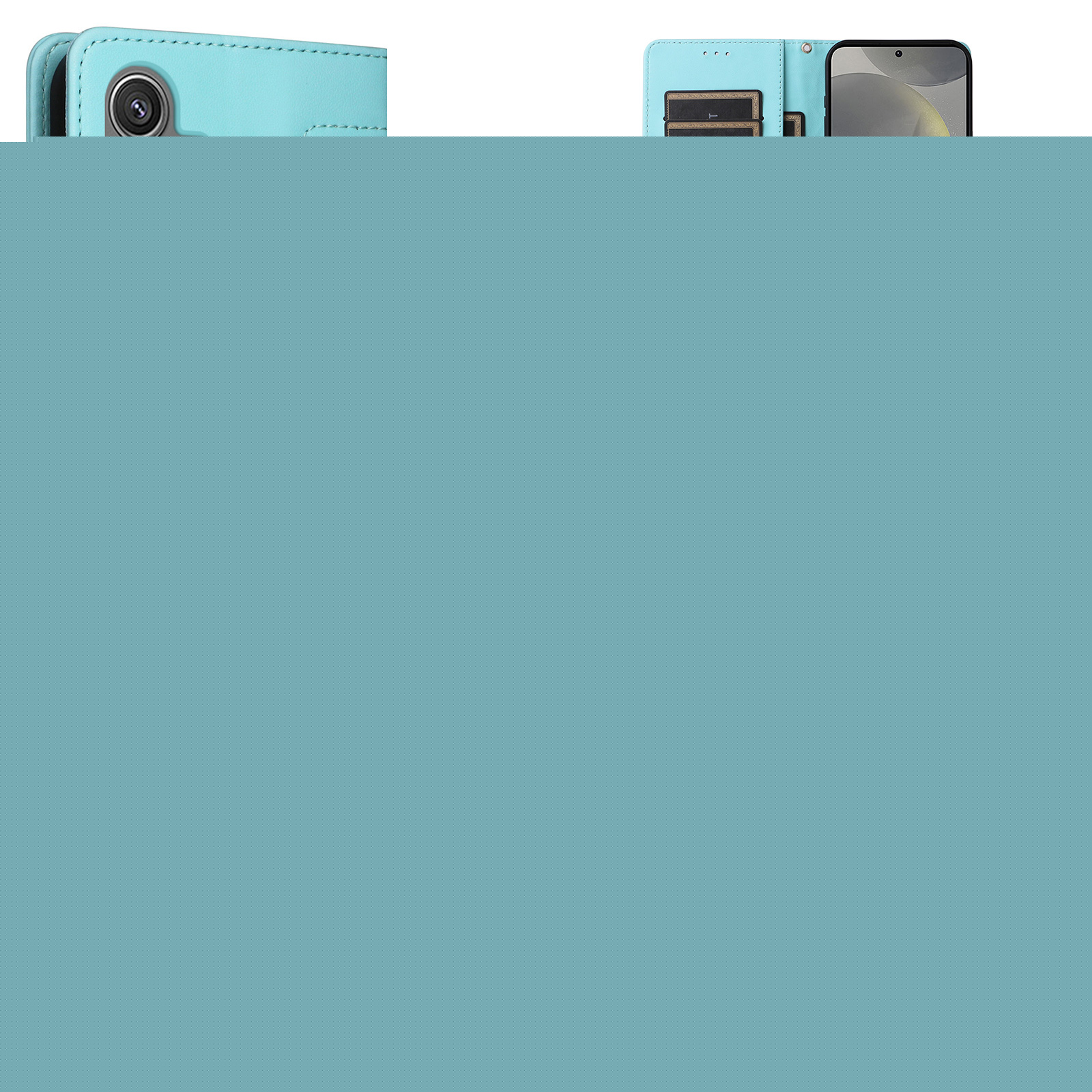 Wallet Case for Samsung Galaxy S25 Plus, Vintage Wrist Strap Kickstand Credit Card Slots Magnetic Closure PU Leather Shockproof Drop Protective TPU Shell for Samsung Galaxy S25 Plus, Mint