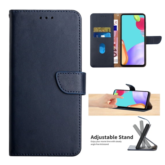 Wallet Case for Samsung Galaxy S25, Shockproof Genuine Leather Magnetic Flip Cover with Card Holder, Classic Stand Feature and Full Body Protection Slim Phone Cover for Galaxy S25, Blue
