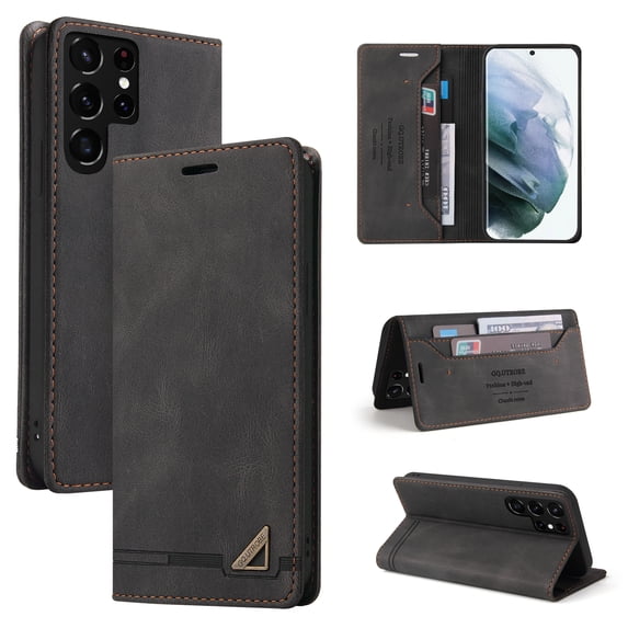 Wallet Case for Samsung Galaxy S25 Ultra with Card Holder, Skin-Friendly RFID Blocking PU Leather Purse Cover, Shockproof Magnetic Closure Protective Flip Stand Case for Galaxy S25 Ultra, Black