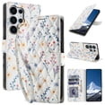 thumbnail image 1 of Wallet Case for Samsung Galaxy S25 Ultra, Flower PU Leather Durable Phone Case Kickstand Flip Case with Card Slots Wrist Strap Pattern Magnetic Closure Protective Case for Galaxy S25 Ultra - E, 1 of 9
