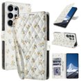 thumbnail image 1 of Wallet Case for Samsung Galaxy S25 Ultra, Flower PU Leather Durable Phone Case Kickstand Flip Case with Card Slots Wrist Strap Pattern Magnetic Closure Protective Case for Galaxy S25 Ultra - D, 1 of 9