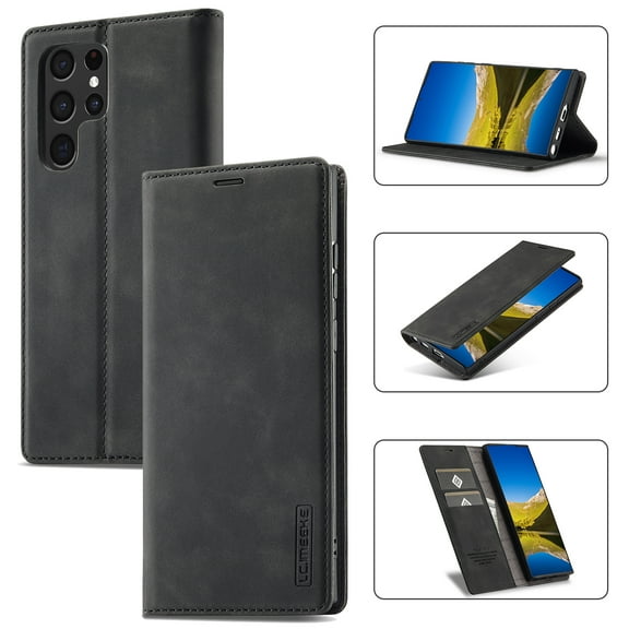 Wallet Case for Samsung Galaxy S25 Ultra, [RFID Blocking] [2 Card Slots] Protective TPU Inner Shell, Shockproof Magnetic PU Leather Stand Magnetic Flip Cover for Samsung Galaxy S25 Ultra,Black
