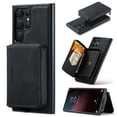 thumbnail image 1 of Wallet Case for Samsung Galaxy S25 Ultra, Removeable Zipper Pocket Back Case with Card Holder, PU Leather Drop Protective Cover Case with Kickstand for Samsung Galaxy S25 Ultra, Black, 1 of 7