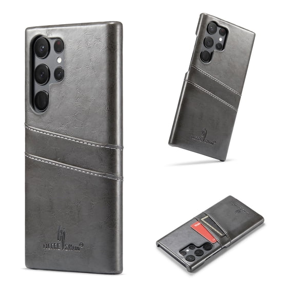 Wallet Case for Samsung Galaxy S25 Ultra, Vintage 2 Credit Card Holders Smooth Synthetic Leather Shock-Absorbent Anti-falling Business Ultra Slim Phone Case Cover for Samsung Galaxy S25 Ultra, Gray