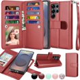 thumbnail image 1 of Wallet Case for Samsung Galaxy S25 Ultra Wallet Case 6.8" 5G (2025), [9 Card Slots] Luxury PU Leather Credit Holder Carrying Folio Flip [Detachable] Kickstand Magnetic Phone Cover & Lanyard [Wine], 1 of 6
