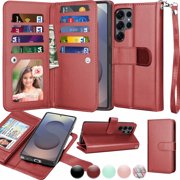 Wallet Case for Samsung Galaxy S25 Ultra Wallet Case 6.8" 5G (2025), [9 Card Slots] Luxury PU Leather Credit Holder Carrying Folio Flip [Detachable] Kickstand M