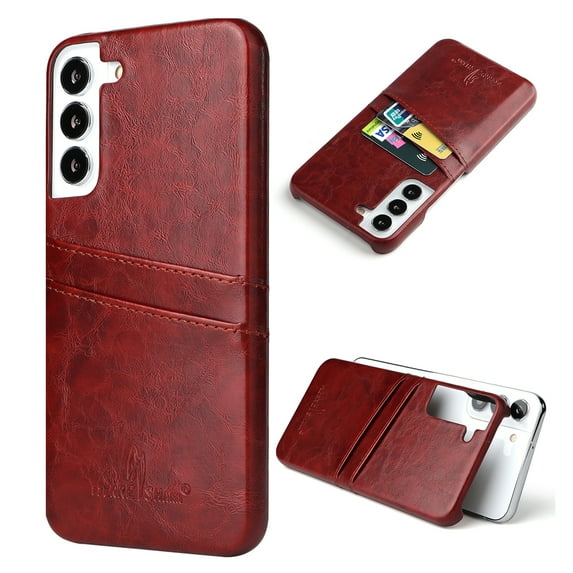 Wallet Case for Samsung Galaxy S25, Vintage 2 Credit Card Holders Smooth Synthetic Leather Shock-Absorbent Anti-falling Business Ultra Slim Phone Case Cover for Samsung Galaxy S25, Brown