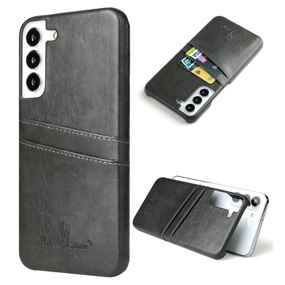 Wallet Case for Samsung Galaxy S25, Vintage 2 Credit Card Holders Smooth Synthetic Leather Shock-Absorbent Anti-falling Business Ultra Slim Phone Case Cover for Samsung Galaxy S25, Gray