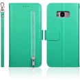 thumbnail image 1 of Wallet Case for Samsung Galaxy S9 Plus, 5 Card Slots Magnetic Closure Zipper Pocket Handbag PU Leather Flip Case with Wrist Strap TPU Kickstand Cover for Samsung Galaxy S9 Plus - Mint Green, 1 of 14
