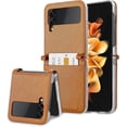 thumbnail image 1 of Wallet Case for Samsung Galaxy Z Flip 4 5G with Card Holder Premium Leather Hard PC Anti-Scratch Anti-Drop Protective Slim Cover with Card Slot for Women Girls Men-Brown, 1 of 7