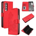 thumbnail image 1 of Wallet Case for Samsung Galaxy Z Fold 3, PU Leather Flip Protective Phone Case Card Slots Holder Pocket Emboss Flower Stand Magnetic Book Case for Samsung Galaxy Z Fold 3 - Red, 1 of 8
