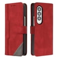 thumbnail image 1 of Wallet Case for Samsung Galaxy Z Fold 3, Vintage PU Leather Flip Case Card Slots Holder Cash Pocket, Kickstand Book Folding Folio Phone Cover with Wrist Strap for Samsung Galaxy Z Fold 3 - Red, 1 of 7