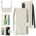 thumbnail image 1 of Wallet Case for Samsung Galaxy Z Fold 3 with Wrist Strap, Crossbody Shoulder Strap, Card Slots Purse Cover, Luxury PU Leather Stand Shockproof Phone Case for Samsung Galaxy Z Fold 3, White, 1 of 11