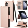 thumbnail image 1 of Wallet Case for Samsung Galaxy Z Fold 4 with [RFID Blocking] Card Holder Kickstand with Lanyard,Magnetic Clasp PU Flip Leather Shockproof Full-body Phone Case for Samsung Galaxy Z Fold 4,Rosegold, 1 of 9