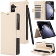thumbnail image 1 of Wallet Case for Samsung Galaxy Z Fold 5 with [RFID Blocking] Card Holder Kickstand with Lanyard,Magnetic Clasp PU Flip Leather Shockproof Full-body Phone Case for Samsung Galaxy Z Fold 5,Apricot, 1 of 9