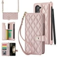 thumbnail image 1 of Wallet Case for Samsung Galaxy Z Fold 5 with Wrist Strap, Crossbody Shoulder Strap, Card Slots Purse Cover, Luxury PU Leather Stand Shockproof Phone Case for Samsung Galaxy Z Fold 5, Rosegold, 1 of 11