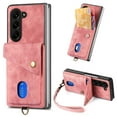 thumbnail image 1 of Wallet Case for Samsung Galaxy Z Fold 6, Retro Premium Leather Credit Card Holder RFID Blocking Case with Wrist Strap Stand Magnetic Clasp Flip Anti-Scratch Cover For Samsung Galaxy Z Fold 6,Pink, 1 of 6