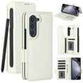 thumbnail image 1 of Wallet Case for Samsung Galaxy Z Fold 6 with S-Pen Holder and Credit Card Slots, Premium PU Leather RFID Blocking Magnetic Closure Flip Phone Case Cover for Samsung Galaxy Z Fold 6, White, 1 of 9