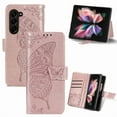 thumbnail image 1 of Wallet Case for Samsung Galaxy Z Fold 6,Women Folio PU Leather Case Wrist Strap Card Slots Holder Purse Embossed Butterfly Flower Stand Magnetic Closure Flip Full-Body Protective Case,Rosegold, 1 of 16