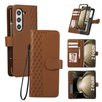 Wallet Case for Samsung Galaxy Z Fold 7,RFID Blocking Credit Card Holder & Cash Slot,Premium PU Leather Folio Magnetic Flip Kickstand Lanyard Shockproof Cover For Samsung Galaxy Z Fold 7,Brown