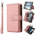 thumbnail image 1 of Wallet Case for Samsung Galaxy Z Fold4 5G 2022, Allytech PU Leather Flip Stand [15 Card Slots][1 Cash Holder][1 Ziper Pocket] Detachable Hand Strap Lanyard Shockproof Case for Women Men, Pink, 1 of 8
