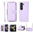 thumbnail image 1 of Wallet Case for Samsung Galaxy Z Fold5,Decase Elegant Stylish Crossbody  Wallet Phone Cover with Wristlet Strap,Luxury PU Leather 2 in 1 Card Slots Holder Case for Samsung Z Fold 5 5G 2023 - Purple, 1 of 9