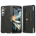 thumbnail image 1 of Wallet Case for Samsung Galaxy Z Fold5 Flexible Clip Card Slots Flip Case with Glass Screen Protective Film Pen Stylus, PU Leather Magnetic Snap Shockproof Full Protection Cover, Black, 1 of 11