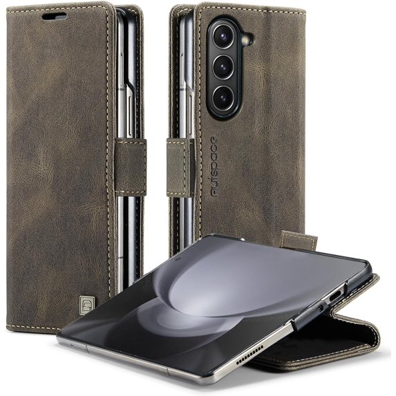 Wallet Case for Samsung Galaxy Z Fold5,Magnetic Protect PU Leather Flip Case with Card Holder Cash Slot RFID Blocking Kickstand Shockproof Protection Case for Samsung Z Fold5 (Coffee)