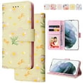 thumbnail image 1 of Wallet Case for Samsung S20 FE with RFID Blocking Credit Card Slots Holder, Cute Patterned Gold Brushing Magnetic Flip Kickstand Wrist Strap Cover for Samsung Galaxy S20 FE, Yellow Daisy, 1 of 8