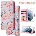 thumbnail image 1 of Wallet Case for Samsung S20 FE with RFID Blocking Credit Card Slots Holder, Cute Patterned Gold Brushing Magnetic Flip Kickstand Wrist Strap Cover for Samsung Galaxy S20 FE, Rural Rose, 1 of 8