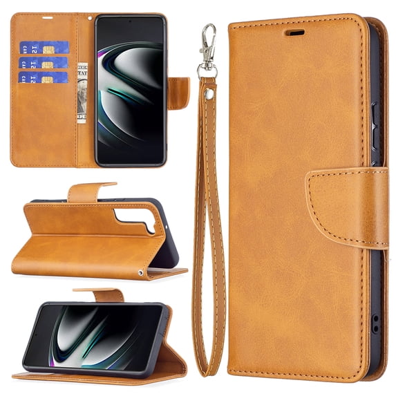 Wallet Case for Samsung S20 FE, Retro Solid Color Premium Leather Credit Card Holder Wallet RFID Blocking Case with Wrist Strap Stand Magnetic Flip Cover for Samsung Galaxy S20 FE, Yellow