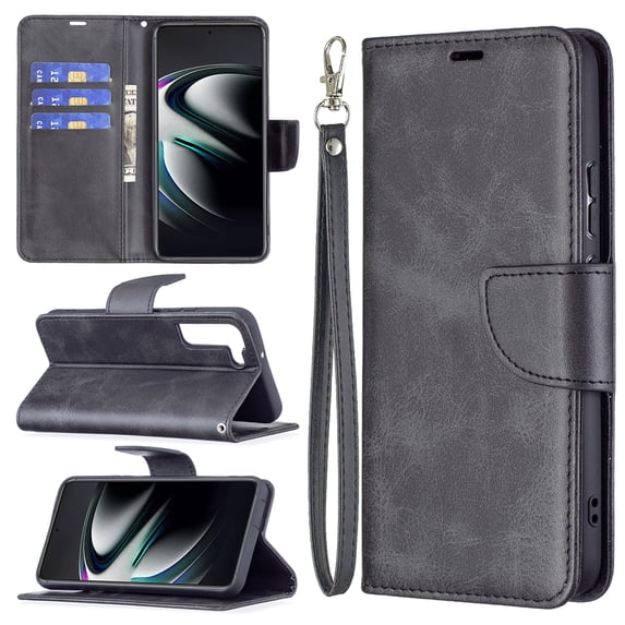 Wallet Case for Samsung S20 FE, Retro Solid Color Premium Leather Credit Card Holder Wallet RFID Blocking Case with Wrist Strap Stand Magnetic Flip Cover for Samsung Galaxy S20 FE, black