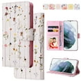 thumbnail image 1 of Wallet Case for Samsung S20 Plus with RFID Blocking Credit Card Slots Holder, Cute Patterned Gold Brushing Magnetic Flip Kickstand Wrist Strap Cover for Samsung Galaxy S20 Plus, Dry Flower World, 1 of 8