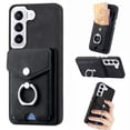 thumbnail image 1 of Wallet Case for Samsung S21 FE, Premium Leather Case with Card Holder, 360°Rotation Ring Kickstand, RFID Blocking Protective Magnetic Back Clsoure Case for Samsung Galaxy S21 FE, Black, 1 of 13