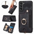 thumbnail image 1 of Wallet Case for Samsung S21 Plus,360 Ring Holder Stand with Card Holder Premium Retro Leather Shockproof RFID Blocking Magnetic Clasp Hand Strap for Women Men for Samsung Galaxy S21 Plus,Black, 1 of 1