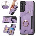 thumbnail image 1 of Wallet Case for Samsung S21 Plus,Ring Holder Kickstand Retro Premium Leather Credit Card Holder [ RFID Blocking ] Case with Wrist Strap Back Magnetic Clasp Flip for Samsung Galaxy S21 Plus,Purple, 1 of 15
