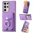 thumbnail image 1 of Wallet Case for Samsung S21 Ultra, Premium Leather Case with Card Holder, 360°Rotation Ring Kickstand, RFID Blocking Protective Magnetic Back Clsoure Case for Samsung Galaxy S21 Ultra, Purple, 1 of 13