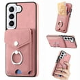 thumbnail image 1 of Wallet Case for Samsung S22, Premium Leather Case with Card Holder, 360°Rotation Ring Kickstand, RFID Blocking Protective Magnetic Back Clsoure Case for Samsung Galaxy S22, Pink, 1 of 13