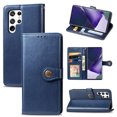 thumbnail image 1 of Wallet Case for Samsung S22 Ultra Magnetic Clasp Folio Kickstand Premium Leather Case with Hand Strap, [RFID Blocking] Credit Card Slots Shockproof TPU Inner Cover for Samsung Galaxy S22 Ultra, Blue, 1 of 9