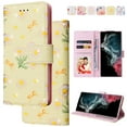 thumbnail image 1 of Wallet Case for Samsung S22 Ultra with RFID Blocking Credit Card Slots Holder, Cute Patterned Gold Brushing Magnetic Flip Kickstand Wrist Strap Cover for Samsung Galaxy S22 Ultra, Yellow Daisy, 1 of 8