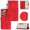 thumbnail image 1 of Wallet Case for Samsung S23, with Card Slots [RFID Blocking],Durable Flip Folio Kickstand Magnetic Closure Leather Wallet Wrist Strap Women Men Case for Samsung Galaxy S23, Red, 1 of 10