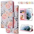 thumbnail image 1 of Wallet Case for Samsung S23 FE with RFID Blocking Credit Card Slots Holder, Cute Patterned Gold Brushing Magnetic Flip Kickstand Wrist Strap Cover for Samsung Galaxy S23 FE, Rural Rose, 1 of 8