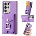 thumbnail image 1 of Wallet Case for Samsung S23 Ultra, Premium Leather Case with Card Holder, 360°Rotation Ring Kickstand, RFID Blocking Protective Magnetic Back Clsoure Case for Samsung Galaxy S23 Ultra, Purple, 1 of 13