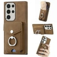 thumbnail image 1 of Wallet Case for Samsung S23 Ultra, Premium Leather Case with Card Holder, 360°Rotation Ring Kickstand, RFID Blocking Protective Magnetic Back Clsoure Case for Samsung Galaxy S23 Ultra, Brown, 1 of 13